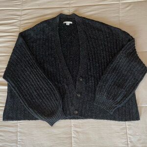 American Eagle Outfitters Dark Gray Ribbed Cardigan
